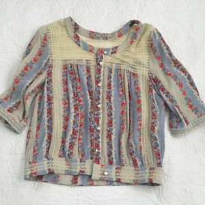 Anthropologie Floral Blouse Size Small
